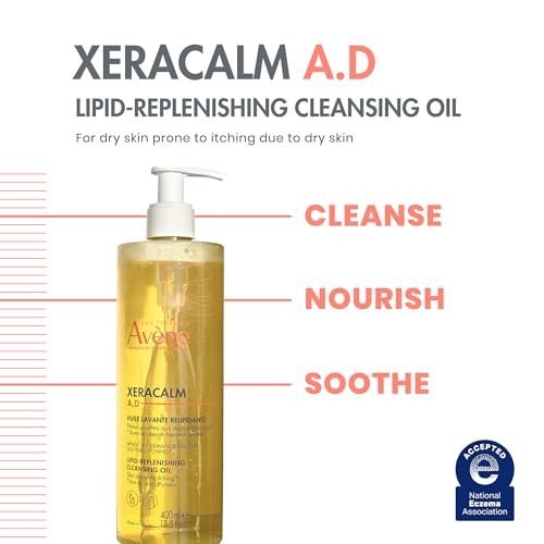 Avène XeraCalm A.D Lipid-Replenishing Cleansing Oil for Eczema-Prone Skin, Atopic Dermatitis, Gentle Face & Body + Scal